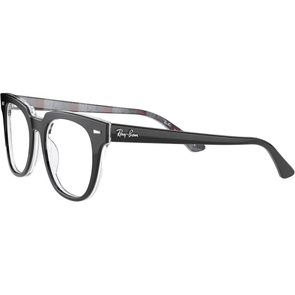 RayBan Rx5377 Meteor Square Prescription Eyeglass FramesBlack on Chevron GreyBurgundyDemo Lens