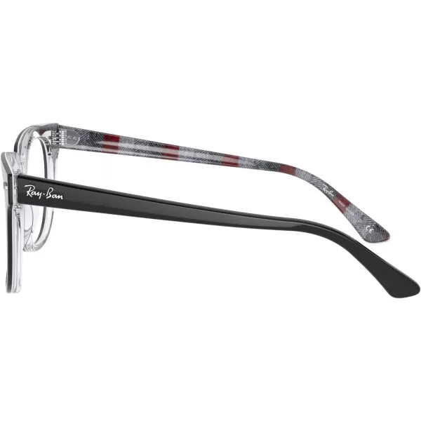 RayBan Rx5377 Meteor Square Prescription Eyeglass FramesBlack on Chevron GreyBurgundyDemo Lens