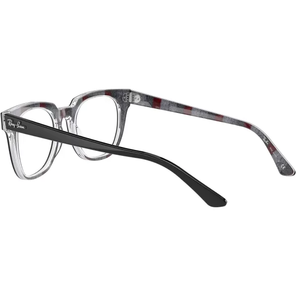 RayBan Rx5377 Meteor Square Prescription Eyeglass FramesBlack on Chevron GreyBurgundyDemo Lens