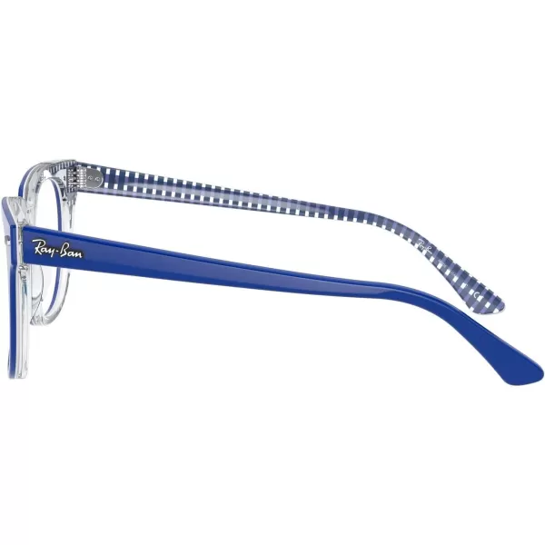 RayBan Rx5377 Meteor Square Prescription Eyeglass FramesBlue on Vichy BlueWhiteDemo Lens