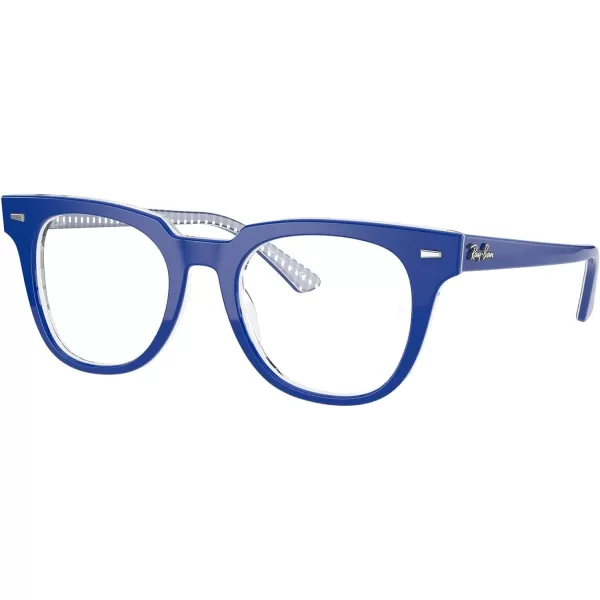 RayBan Rx5377 Meteor Square Prescription Eyeglass FramesBlue on Vichy BlueWhiteDemo Lens