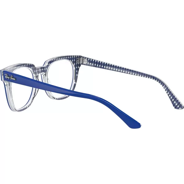 RayBan Rx5377 Meteor Square Prescription Eyeglass FramesBlue on Vichy BlueWhiteDemo Lens