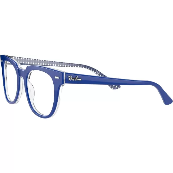 RayBan Rx5377 Meteor Square Prescription Eyeglass FramesBlue on Vichy BlueWhiteDemo Lens