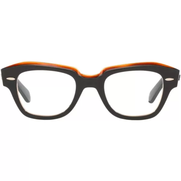 RayBan Rx5486 State Street Cat Eye Prescription Eyeglass FramesBlack on Transparent BrownDemo Lens