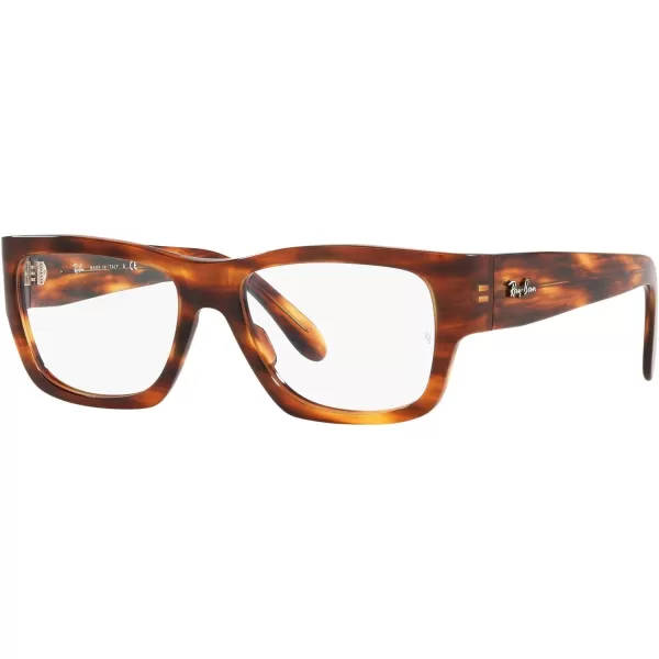 RayBan Rx5487 Nomad Wayfarer Square Prescription Eyeglass FramesStriped HavanaDemo Lens