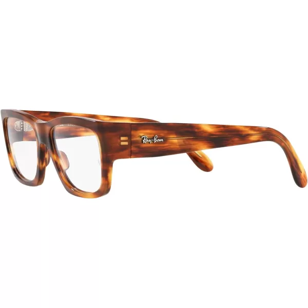 RayBan Rx5487 Nomad Wayfarer Square Prescription Eyeglass FramesStriped HavanaDemo Lens