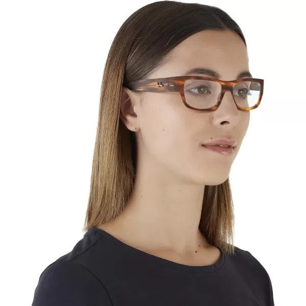 RayBan Rx5487 Nomad Wayfarer Square Prescription Eyeglass FramesStriped HavanaDemo Lens
