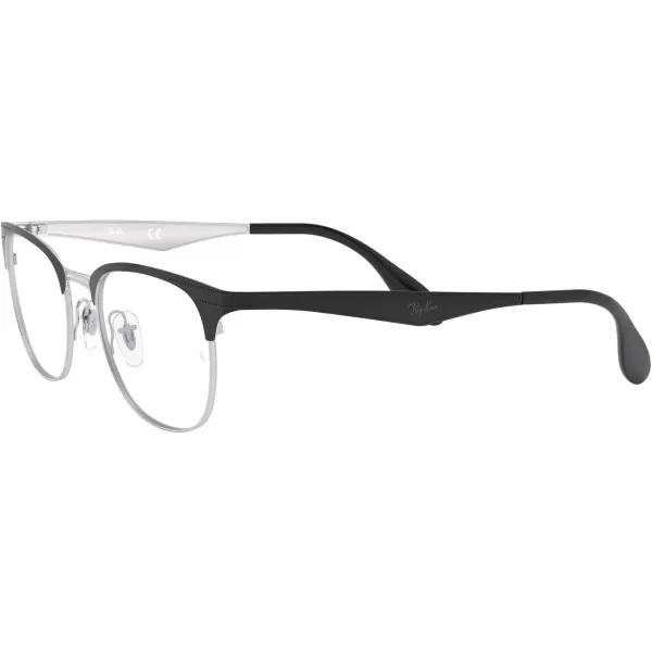 RayBan Rx6346 Square Prescription Eyeglass FramesBlack on SilverDemo Lens