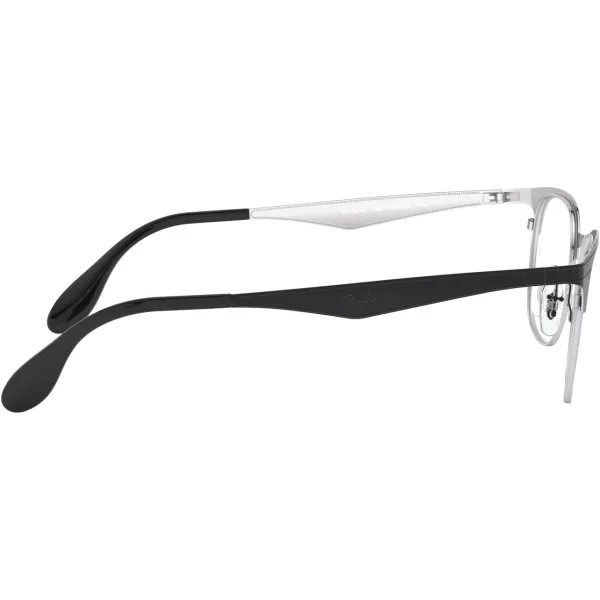 RayBan Rx6346 Square Prescription Eyeglass FramesBlack on SilverDemo Lens