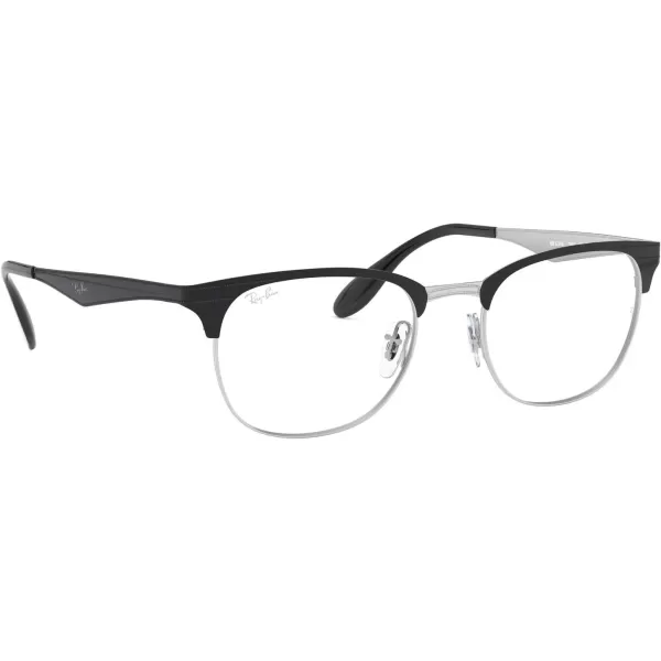 RayBan Rx6346 Square Prescription Eyeglass FramesBlack on SilverDemo Lens