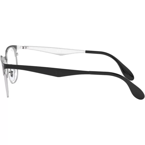 RayBan Rx6346 Square Prescription Eyeglass FramesBlack on SilverDemo Lens