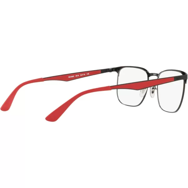 RayBan Rx6363 Square Prescription Eyeglass FramesMatte BlackRedDemo Lens