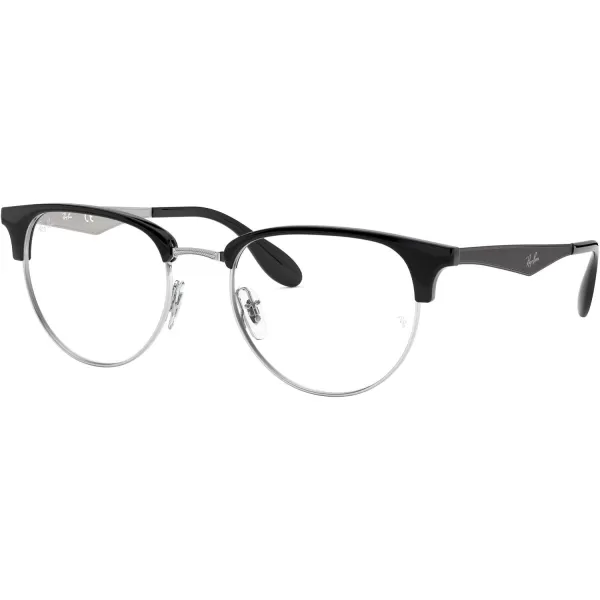 RayBan Rx6396 Round Prescription Eyeglass FramesSilver BlackDemo Lens