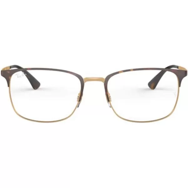 RayBan Rx6421 Square Prescription Eyeglass FramesHavana on Rose GoldDemo Lens