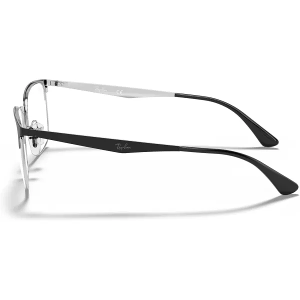 RayBan Rx6421 Square Prescription Eyeglass FramesMatte Black on SilverDemo Lens