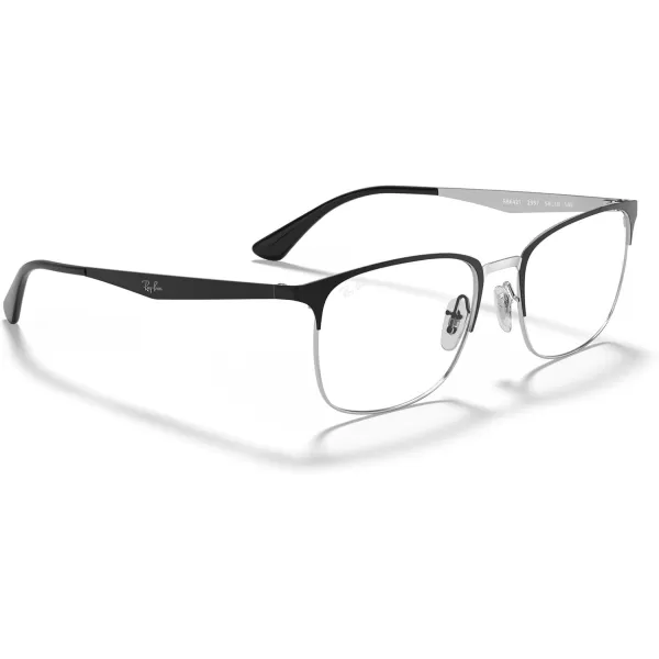 RayBan Rx6421 Square Prescription Eyeglass FramesMatte Black on SilverDemo Lens