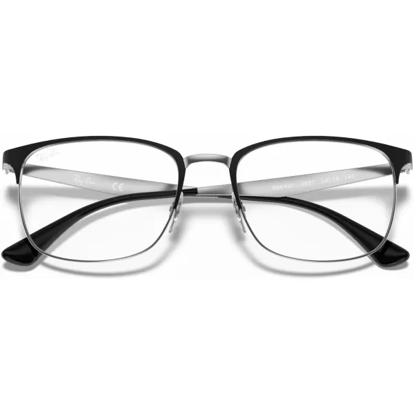 RayBan Rx6421 Square Prescription Eyeglass FramesMatte Black on SilverDemo Lens