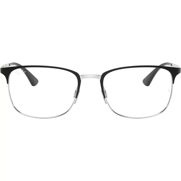 RayBan Rx6421 Square Prescription Eyeglass FramesMatte Black on SilverDemo Lens