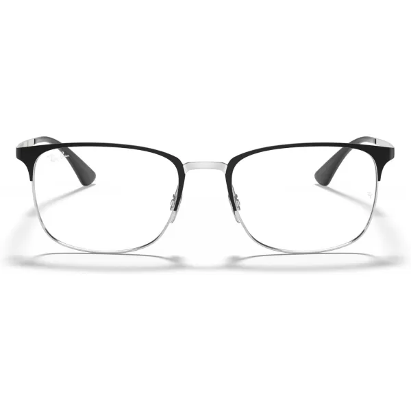 RayBan Rx6421 Square Prescription Eyeglass FramesMatte Black on SilverDemo Lens