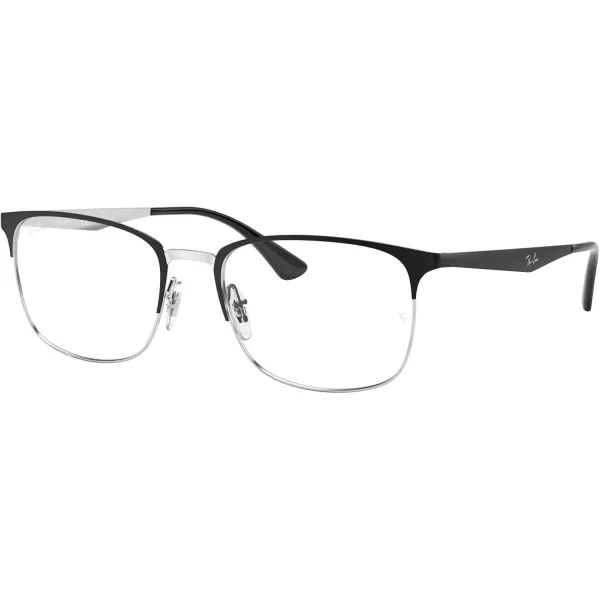 RayBan Rx6421 Square Prescription Eyeglass FramesMatte Black on SilverDemo Lens