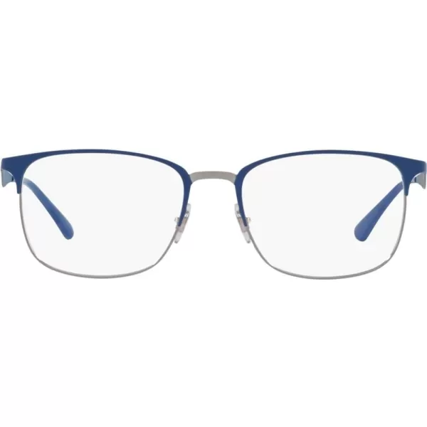 RayBan Rx6421 Square Prescription Eyeglass FramesMatte Blue on GunmetalDemo Lens
