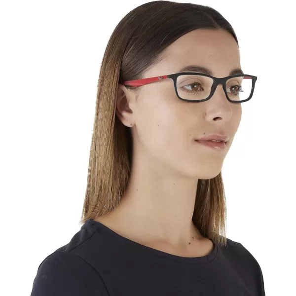 RayBan Rx7047 Rectangular Prescription Eyeglass FramesBlack on RedDemo Lens