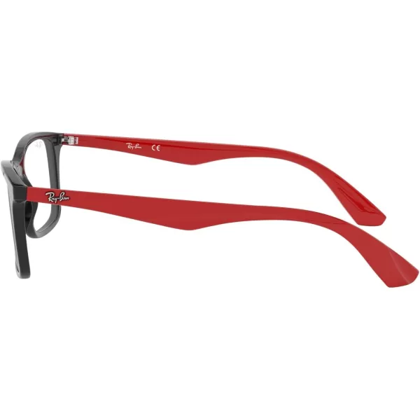 RayBan Rx7047 Rectangular Prescription Eyeglass FramesBlack on RedDemo Lens