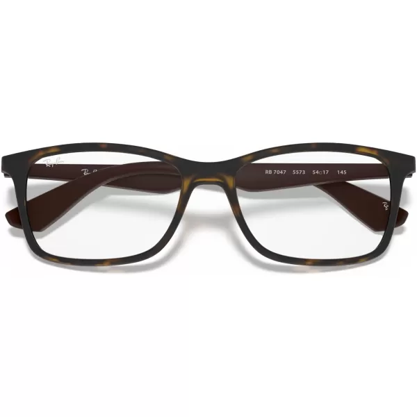RayBan Rx7047 Rectangular Prescription Eyeglass FramesMatte HavanaDemo Lens