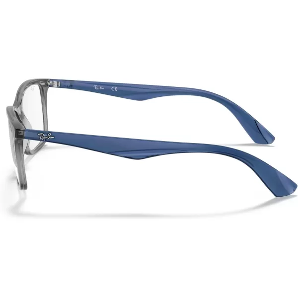 RayBan Rx7047 Rectangular Prescription Eyeglass FramesTransparent Grey BlueDemo Lens
