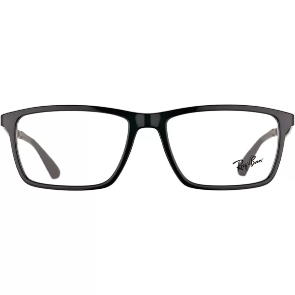 RayBan Rx7056 Square Prescription Eyeglass FramesShiny BlackDemo Lens