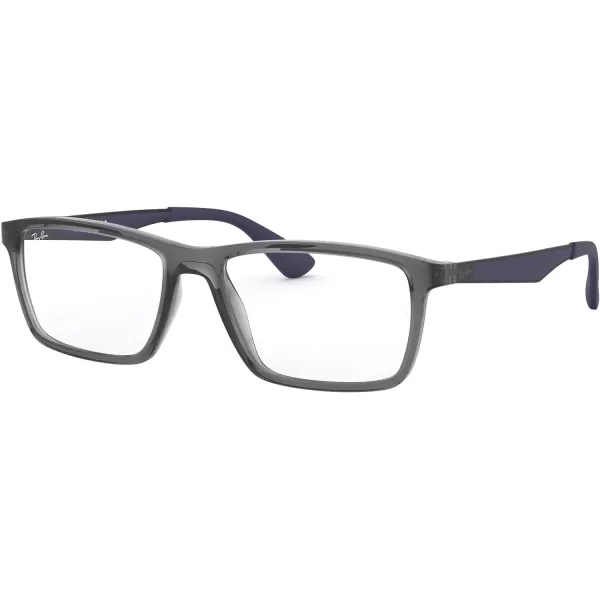 RayBan Rx7056 Square Prescription Eyeglass FramesTransparent GreyDemo Lens