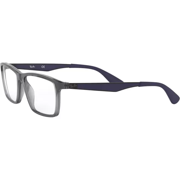 RayBan Rx7056 Square Prescription Eyeglass FramesTransparent GreyDemo Lens