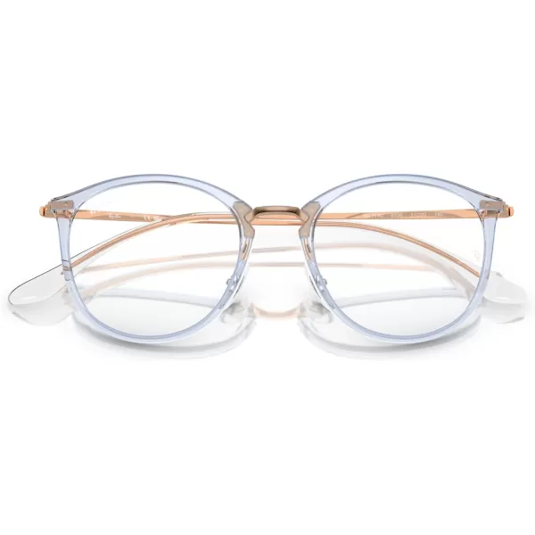 RayBan Rx7140 Square Prescription Eyewear FramesTransparent Light BlueDemo Lens