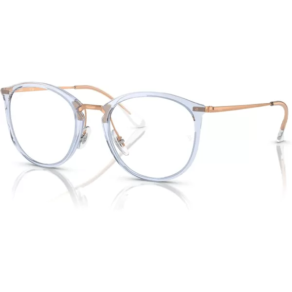 RayBan Rx7140 Square Prescription Eyewear FramesTransparent Light BlueDemo Lens