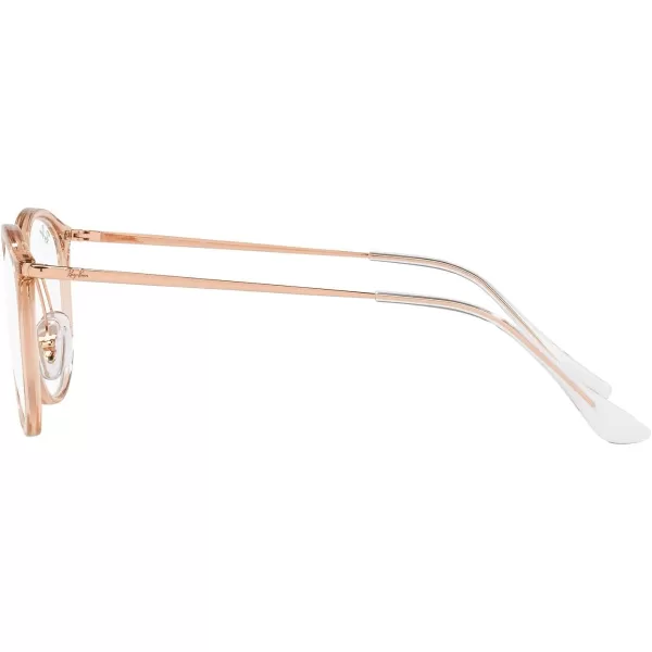 RayBan Rx7140 Square Prescription Eyewear FramesTransparent Light BrownDemo Lens