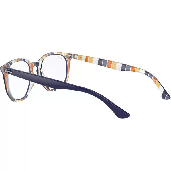 RayBan Rx7151 Hexagonal Prescription Eyeglass FramesBlue on Stripes OrangeBlueDemo Lens