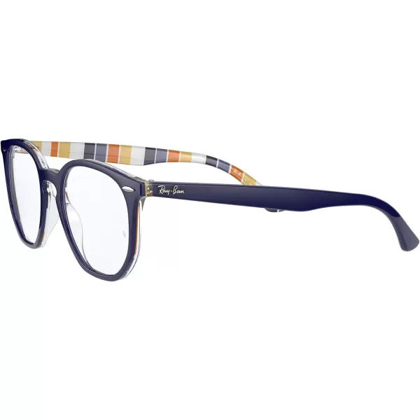 RayBan Rx7151 Hexagonal Prescription Eyeglass FramesBlue on Stripes OrangeBlueDemo Lens