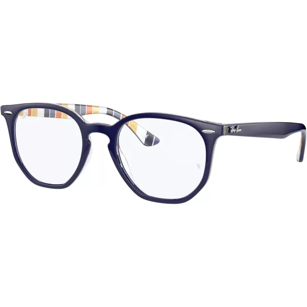 RayBan Rx7151 Hexagonal Prescription Eyeglass FramesBlue on Stripes OrangeBlueDemo Lens