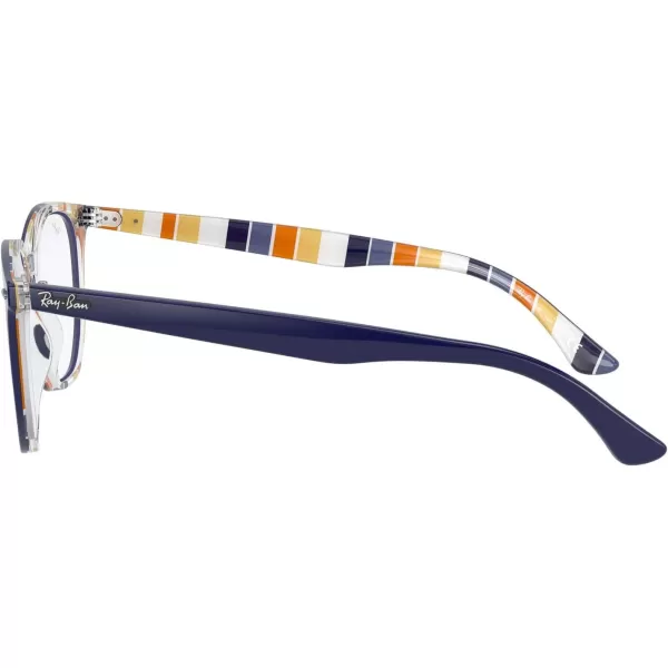 RayBan Rx7151 Hexagonal Prescription Eyeglass FramesBlue on Stripes OrangeBlueDemo Lens