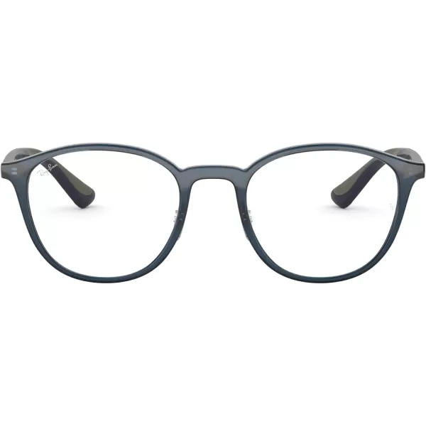 RayBan Rx7156 Round Prescription Eyeglass FramesTransparent Dark BlueDemo Lens