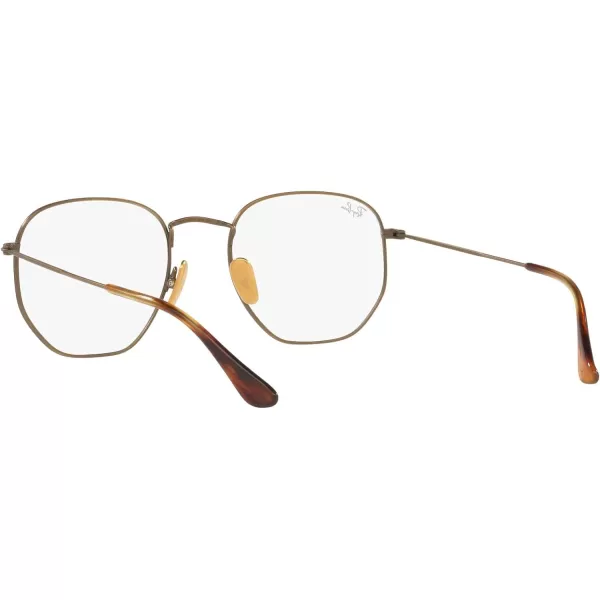 RayBan Rx8148v Hexagonal Titanium Prescription Eyewear FramesDemigloss Antique GoldDemo Lens