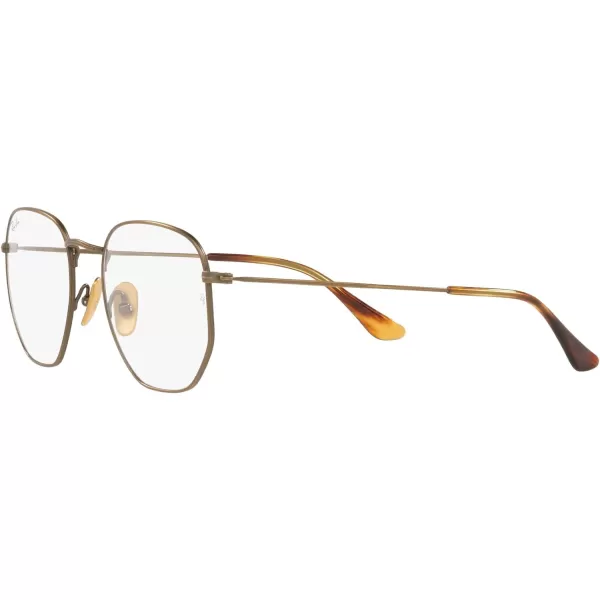 RayBan Rx8148v Hexagonal Titanium Prescription Eyewear FramesDemigloss Antique GoldDemo Lens