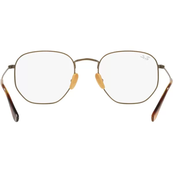 RayBan Rx8148v Hexagonal Titanium Prescription Eyewear FramesDemigloss Antique GoldDemo Lens