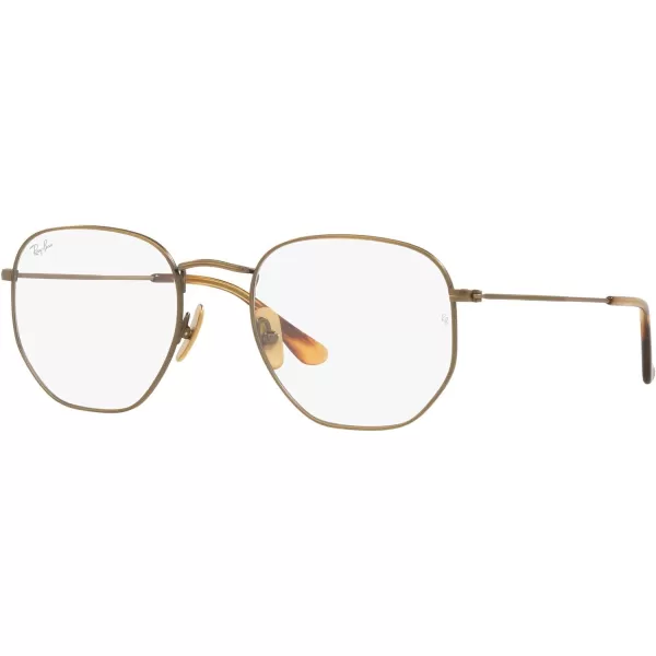 RayBan Rx8148v Hexagonal Titanium Prescription Eyewear FramesDemigloss Antique GoldDemo Lens