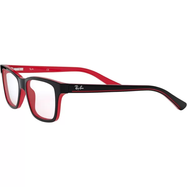 RayBan Ry1536 Square Prescription Eyeglass FramesBlack on RedDemo Lens