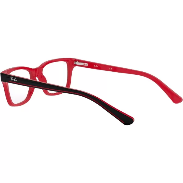 RayBan Ry1536 Square Prescription Eyeglass FramesBlack on RedDemo Lens