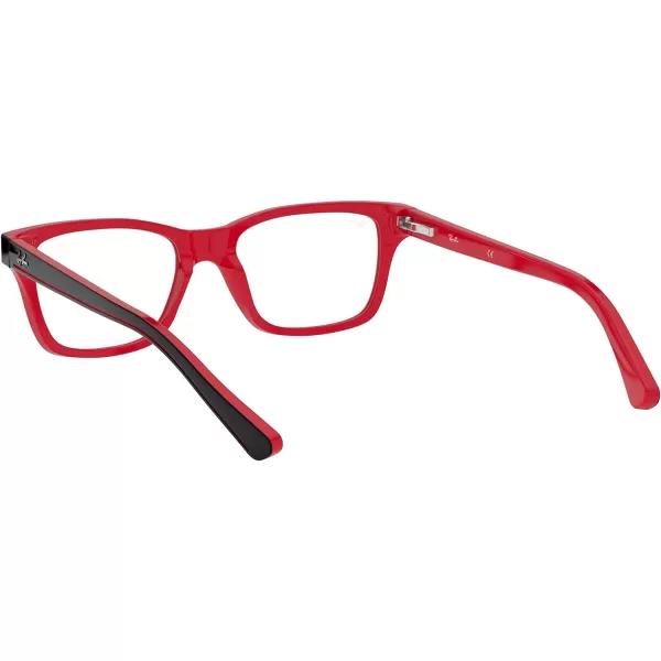 RayBan Ry1536 Square Prescription Eyeglass FramesBlack on RedDemo Lens