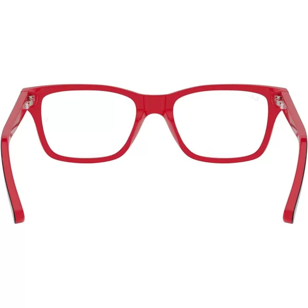 RayBan Ry1536 Square Prescription Eyeglass FramesBlack on RedDemo Lens