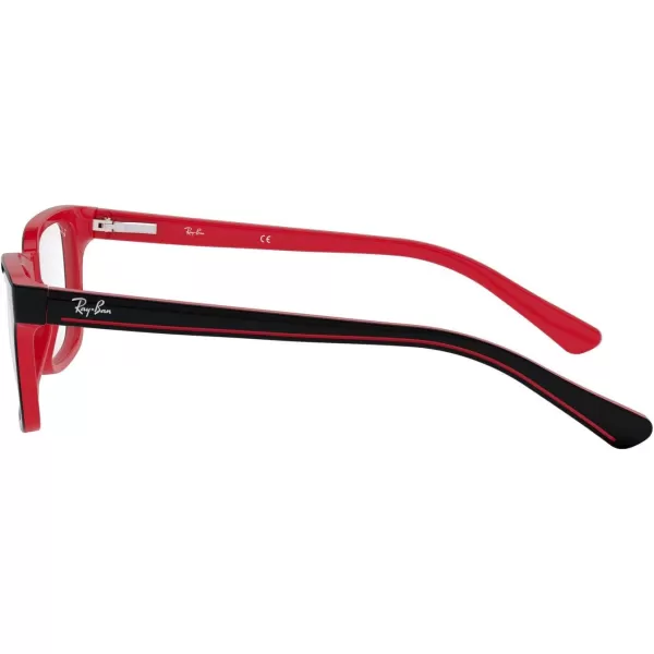 RayBan Ry1536 Square Prescription Eyeglass FramesBlack on RedDemo Lens