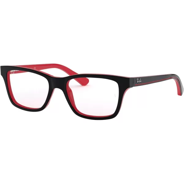 RayBan Ry1536 Square Prescription Eyeglass FramesBlack on RedDemo Lens